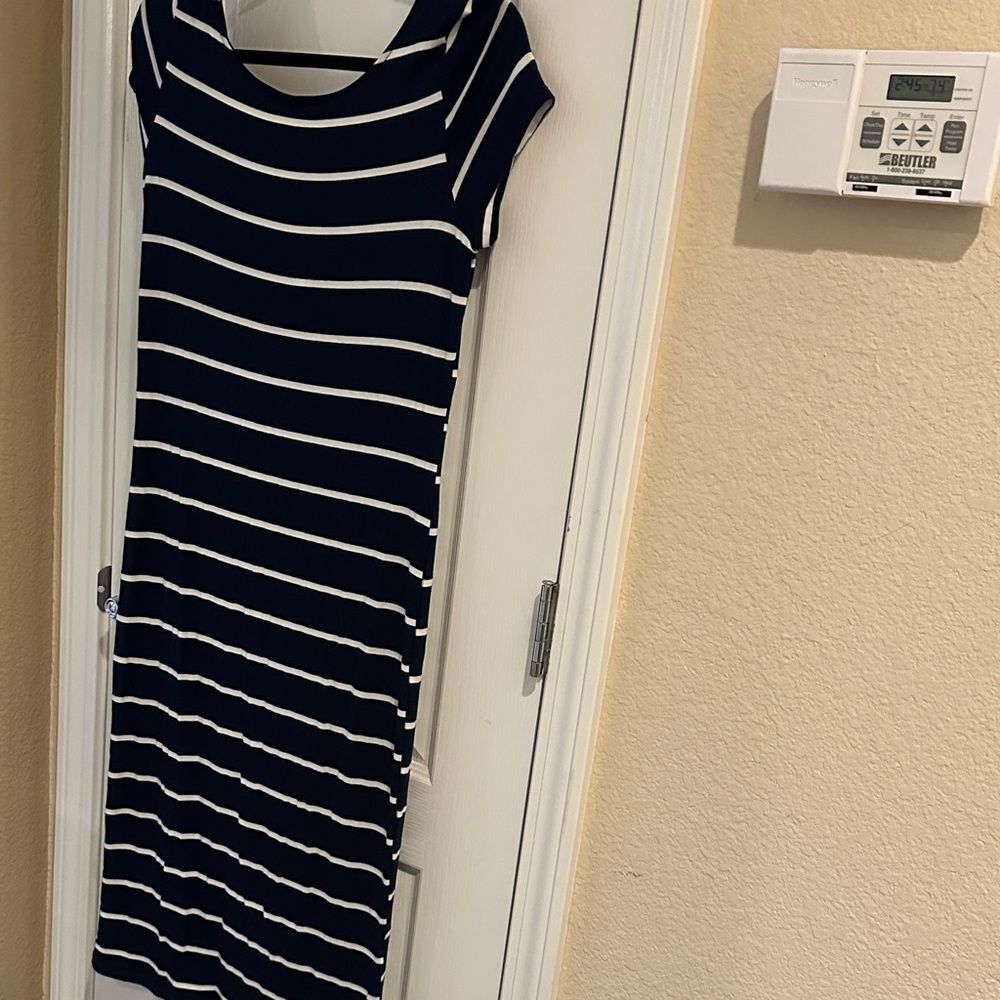One Clothing Navy and White Midi Dress, NWT